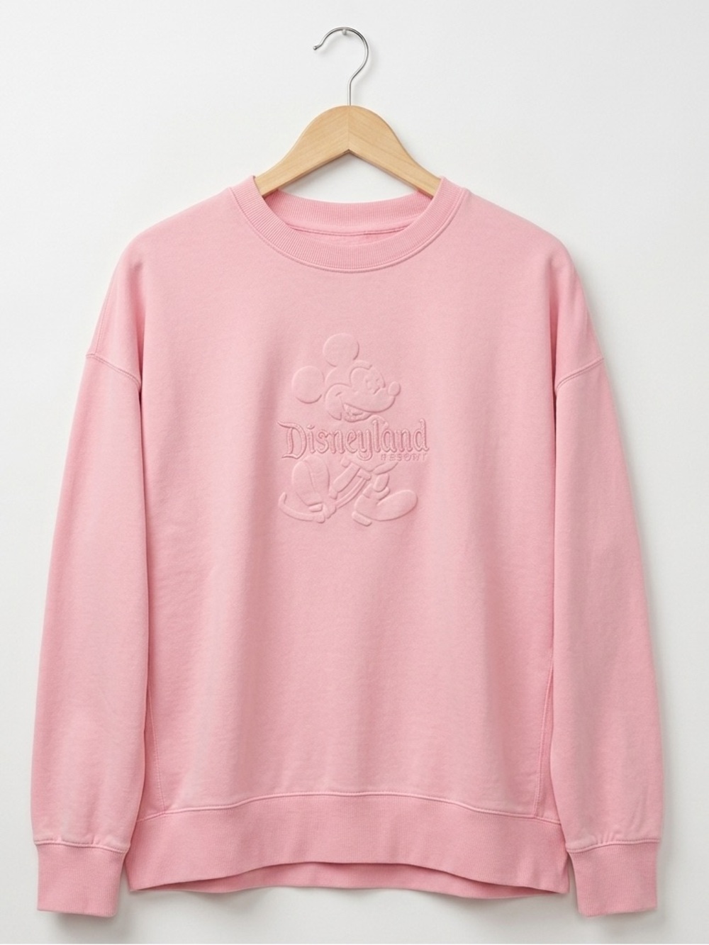 Disney Parks Disneyland Pink Embossed Mickey Mouse Sweatshirt Medium Oversized M